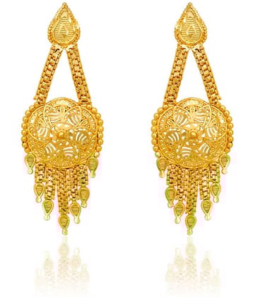 LUV FASHION Golden Jhumki Earrings ( Pack of 1 )