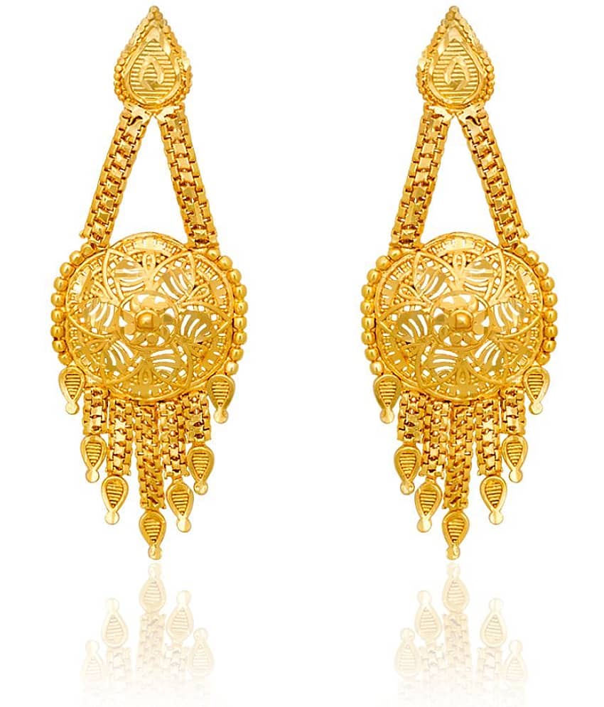 LUV FASHION Golden Jhumki Earrings ( Pack of 1 )