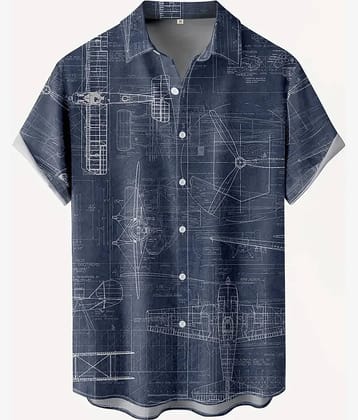 AAPSKA Poly Cotton Regular Fit Printed Half Sleeves Men's Casual Shirt - Blue ( Pack of 1 )