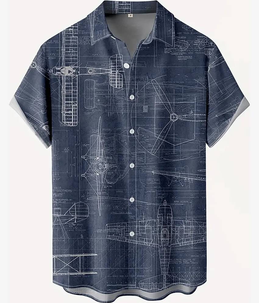 AAPSKA Poly Cotton Regular Fit Printed Half Sleeves Men's Casual Shirt - Blue ( Pack of 1 )