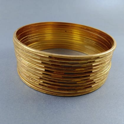 Stylish Brass Gold Bangle Pair Set Of 12 For Women-Size: 2.4 Anna OR 2.25 Inches