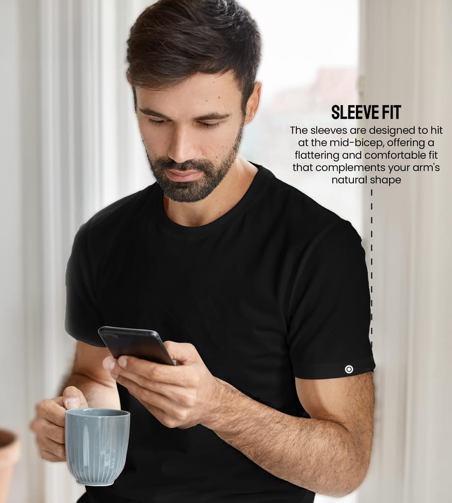 Freecultr Truly Classic Organic Men's Cotton T-Shirt | Solid Round Neck Half Sleeve | Plain Stylish t Shirts | Regular Fit | Casual T Shirt for Man Pack of 1-Carbon Black