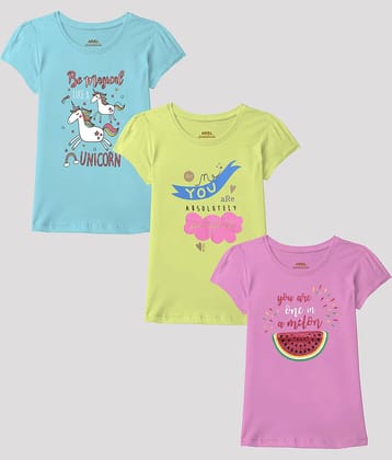 Ariel Pack of 3 Girls Cotton T-Shirt ( Multicolor )