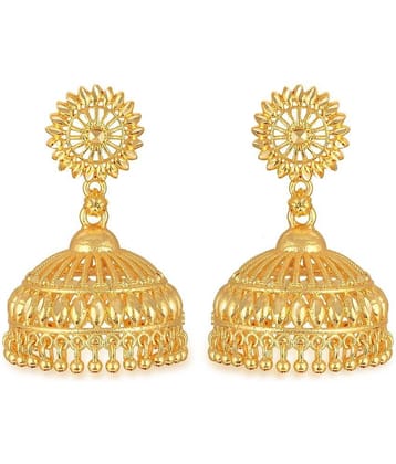 Vighnaharta Golden Jhumki Earrings ( Pack of 1 )