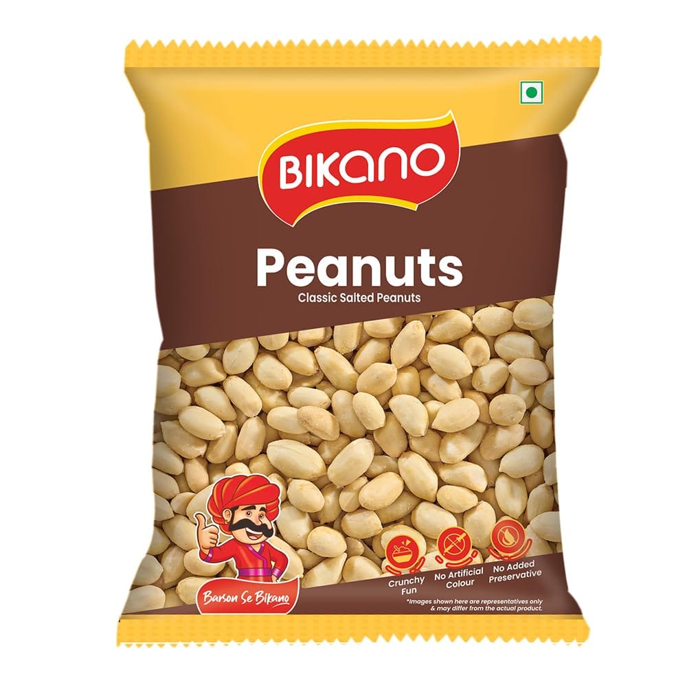 Bikano Peanuts | Crunchy & Roasted Peanuts | Lightly Salted with Black Salt | Perfect Snack for Anytime Munching | High-Protein & Tasty | Healthy & Delicious 200g