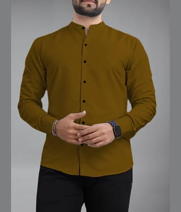 UNI VIBE Cotton Blend Slim Fit Solids Full Sleeves Men's Casual Shirt - Coffee ( Pack of 1 )