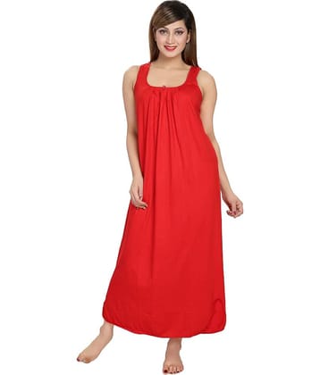 Cinco Red Cotton Blend Women's Nightwear Night Dress ( Pack of 1 )