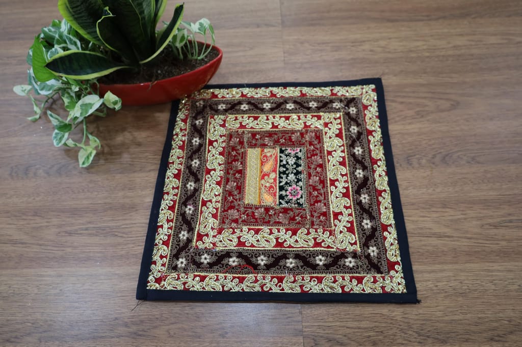 Traditional Indian Embroidered Cushion Cover Set, Cotton, 35x40 cm, Multicolour, Set of 5, Square Shape with Floral and Geometric Pattern