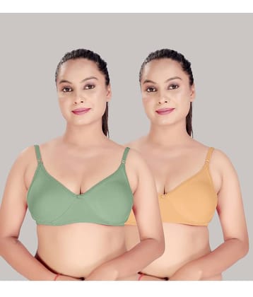 HAYA Pack of 2 Cotton Non Padded Women's Everyday Bra ( Multicolor )
