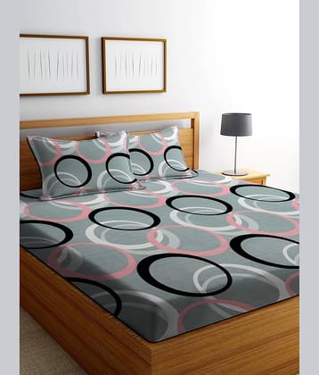 Panipat Textile Hub Cotton 1 King Fitted Bedsheet with 2 Pillow Covers ( 254 cm x 228 cm ) , Gray