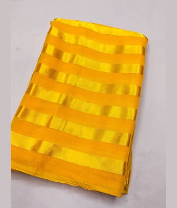 Kashvi Sarees Satin Embellished Kasavu Saree With Unstitched Blouse Piece ( Yellow )