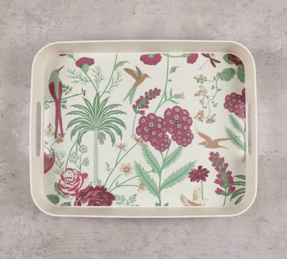 India Circus Grey Floral Galore Rectangle Large Bamboo Tray