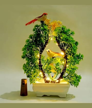 Modo® Artificial Tree with Light & Sparrow - 'Living Room' Dining Table Decor, Home,Office Party Decor |Speacial Ocassion Indoor Decor | Festival Theme Decorative Gift for Couple & DIWALI