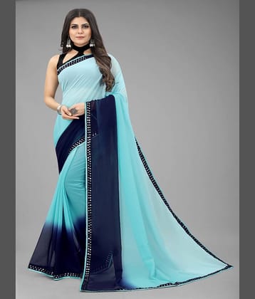 Apnisha Georgette Printed Saree With Unstitched Blouse Piece ( Orange )