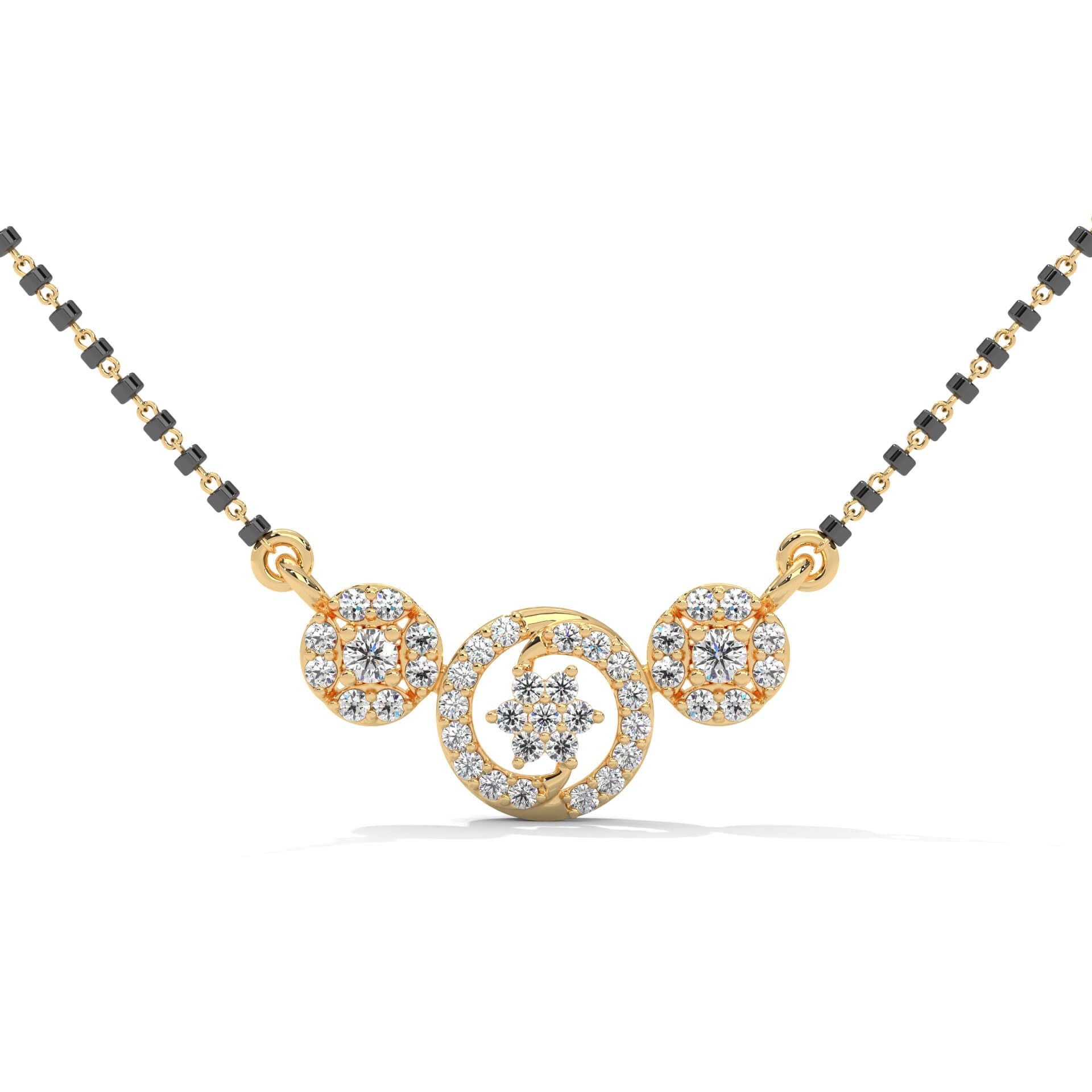 Giana Moissanite Silver Mangalsutra | 22KT Gold Vermeil-Yellow Gold / 18 inches