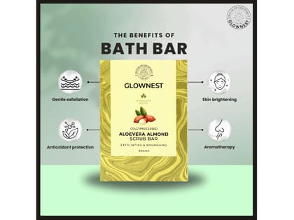 Glownest Bio Enzyme Based Aloevera Almond Scrub Bar (90g)