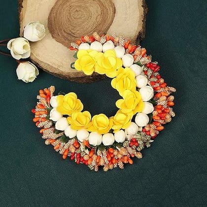 Multicolor Floral Gajra Hair Bun-TR0422LP1P160GY
