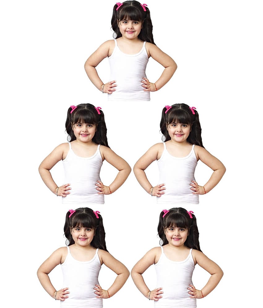 Dixcy Slimz Pinky Cotton Multicolored Printed Girls Camisole - Pack of 5