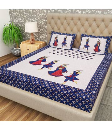 Cosito Cotton 1 Double Bedsheet with 2 Pillow Covers ( Blue )