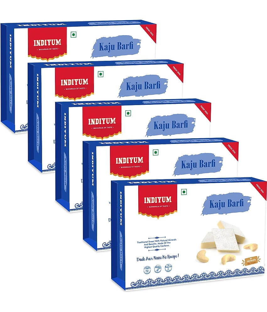 Indiyum Mithai 1kg Kaju Barfi 200 gm Pack of 5