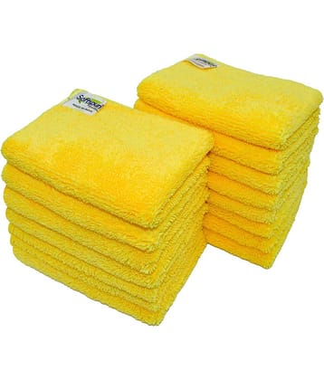 SOFTSPUN Microfiber Small Wipes 20x30 Cms, 15 Piece Towel Set, 380 GSM Yellow Multi-Purpose Super Soft Absorbent Cleaning Towels, Cleans & Polishes Everything in Your Home, Kitchen & Office.