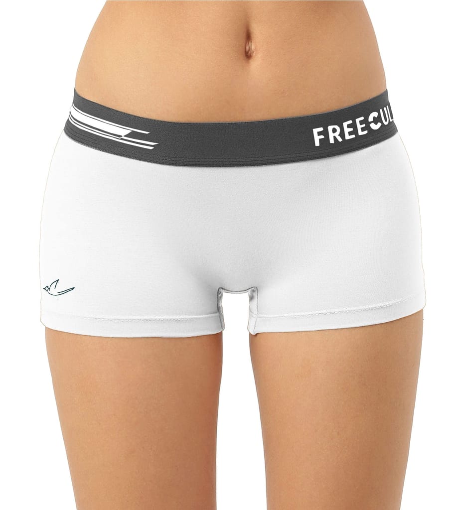 Freecultr Women's Underwear Antibacterial Micromodal Airsoft | Boy Short - Non-Itch, No Chafing, Sweat-Proof Comfort Pack of 1-Cloud White