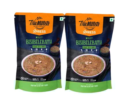 Trumillets Instant Kodo Millet Bisibele Bath Powder Mix with Rice | Traditional Masalas Mix | Ready to Cook | Tasty Ready to Eat Bisibelabath | No Artificial Colors (Each 180 Gm Pack of 2) Trumillets Instant Kodo Millet Bisibele Bath Powder Mix with Rice | Traditional Masalas Mix | Ready to Cook | Tasty Ready to Eat Bisibelabath | No Artificial Colors (Each 180 Gm Pack of 2)
