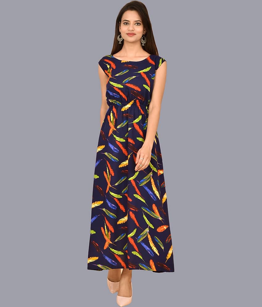 QuaClo Women Crepe Printed Gown ( Multicolor )