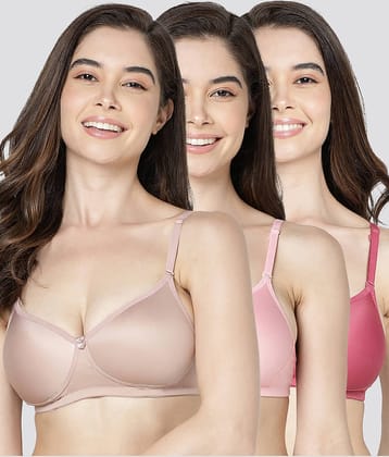 Kalyani Pack of 3 Cotton Blend Lightly Padded Women's Plunge Bra ( Multicolor ) MARIA