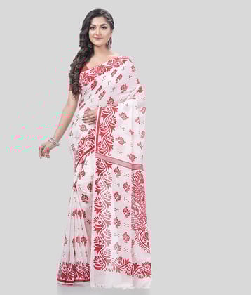 Desh Bidesh Cotton Printed Saree With Unstitched Blouse Piece ( Red )