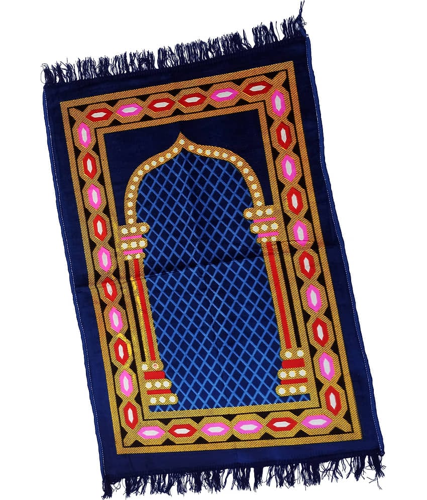 ADIRNY Blue Single Velvet Prayer Mat ( 115 X 75 cm )