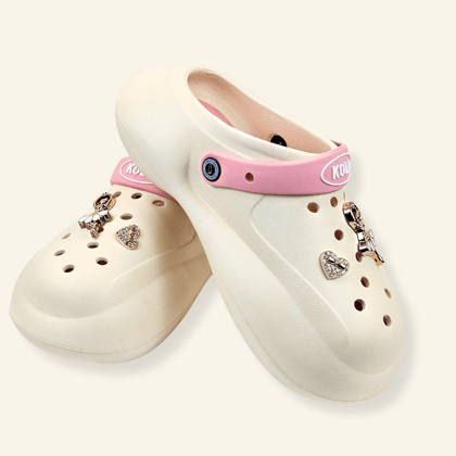 Beige Ballerina's Heart Charm Clogs-38-39