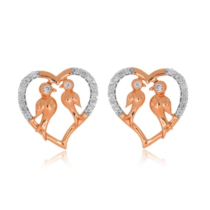 Senco Gold Love Birds Diamond Studs (3 gram / 0.21 Ct / HI-SI / 14K Rose Gold)