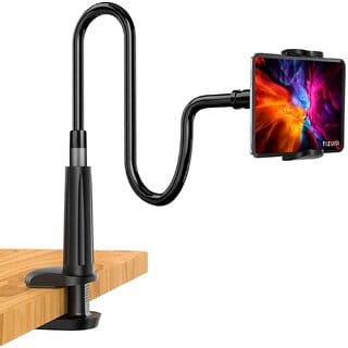 Mobile & Tablet Holder with 360 Rotation, Mobile Stand with Anti-Slip Silicone Pads & Fully Flexible Gooseneck for Bed, Tablen for All Tablet/Smartphones 4 to 10.4 Inches, Black Tabletop (Pack of 4) 