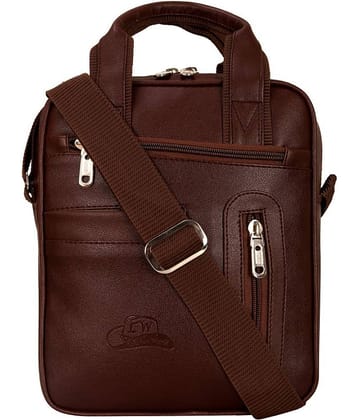 Leather World - Brown Solid Messenger Bags