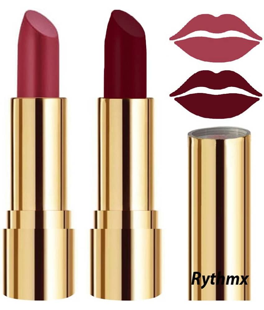 Rythmx Pink,Maroon Matte Creme Lipstick Long Stay on Lips Multi Pack of 2 8 g
