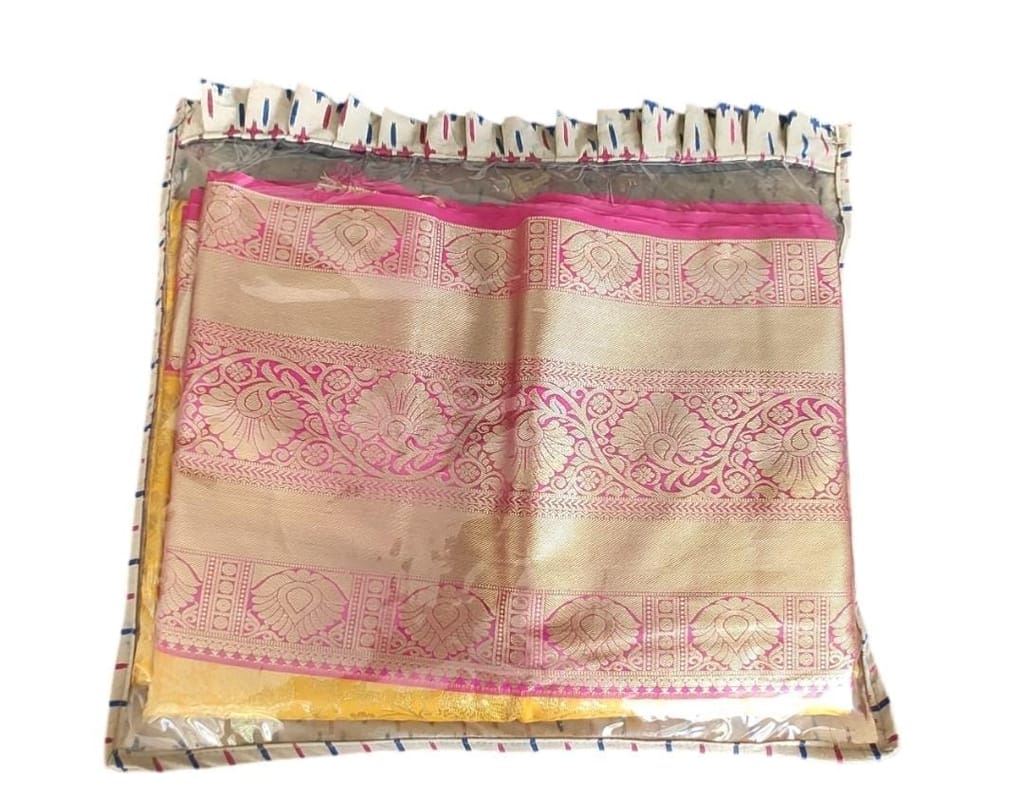 Small Cross Stitch Sewing Storage Bag with Clear Vinyl Front - 12" x 9"