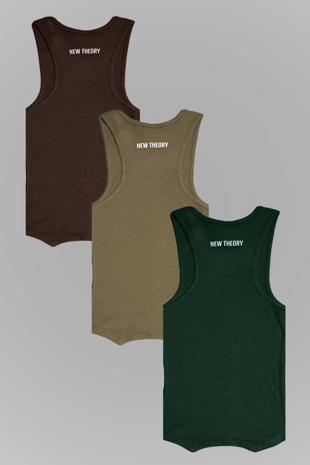 Muscle-Up Ribbed Tank - 3pk Earthy Colours-M
