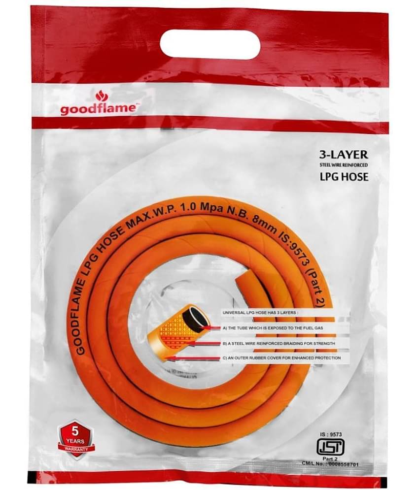 Goodflame Hose Pipe 1.5 Mtr. With Reinforced Rubber Hose Pipe(Rubber Hose Pipe,Orange)