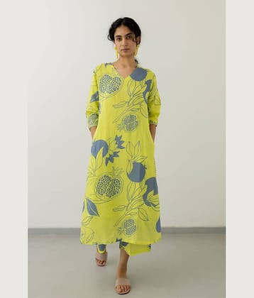 Royal Export Pack of 1 Viscose Printed Straight Women's Kurti - ( Yellow )