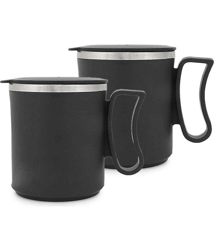Dynore - Black Steel Travel Mug ( Pack of 2 )