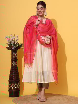 Magenta Handllom Dupatta-FS / Magenta