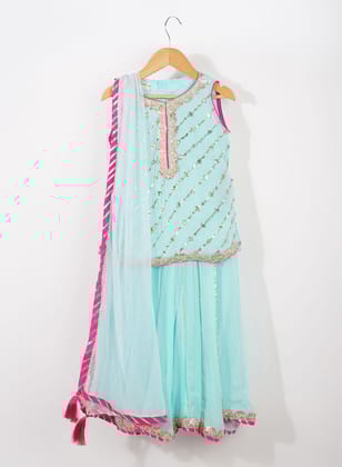 Kids Light Blue Lehenga Set-6-12 M