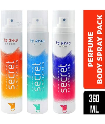 Secret temptation Te Amo Aqua, Breeze and Pearl No Gas Perfume Body Spray Combo Perfume Body Spray - For Women (360 ml, Pack of 3)