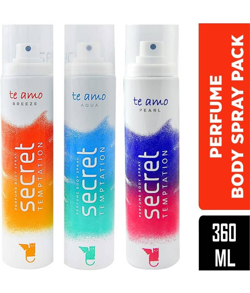 Secret temptation Te Amo Aqua, Breeze and Pearl No Gas Perfume Body Spray Combo Perfume Body Spray - For Women (360 ml, Pack of 3)