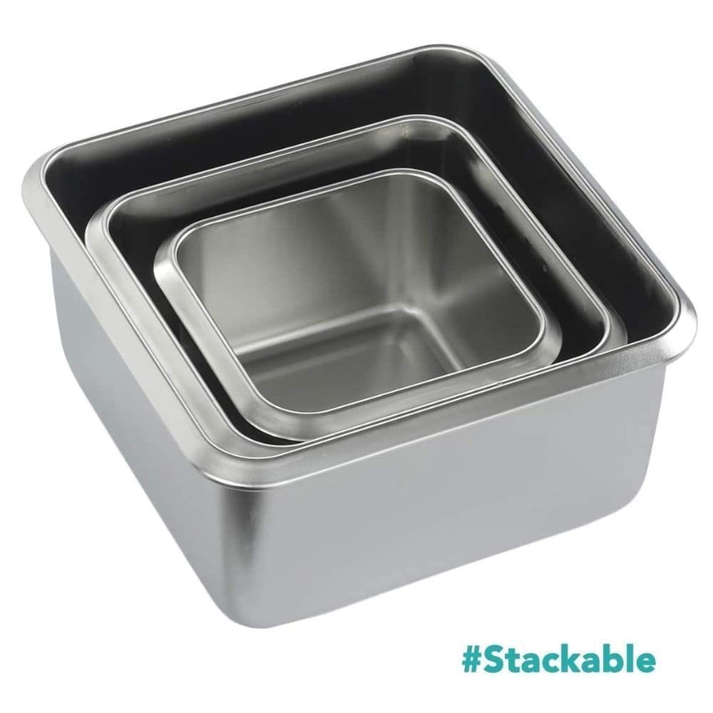 Femora High Steel Square Container Airtight Leakproof Unbreakable Storage Container/Lunch Box - 550 ml/gm - Set of 3