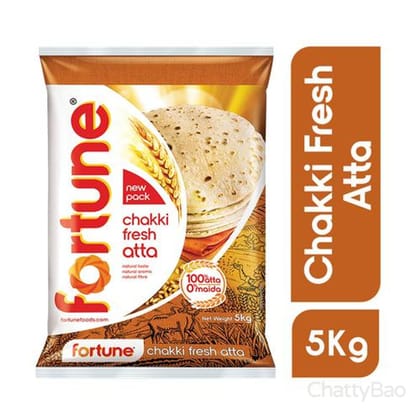 Fortune Chakki Fresh Atta -100% Atta, 0% Maida 5 Kg