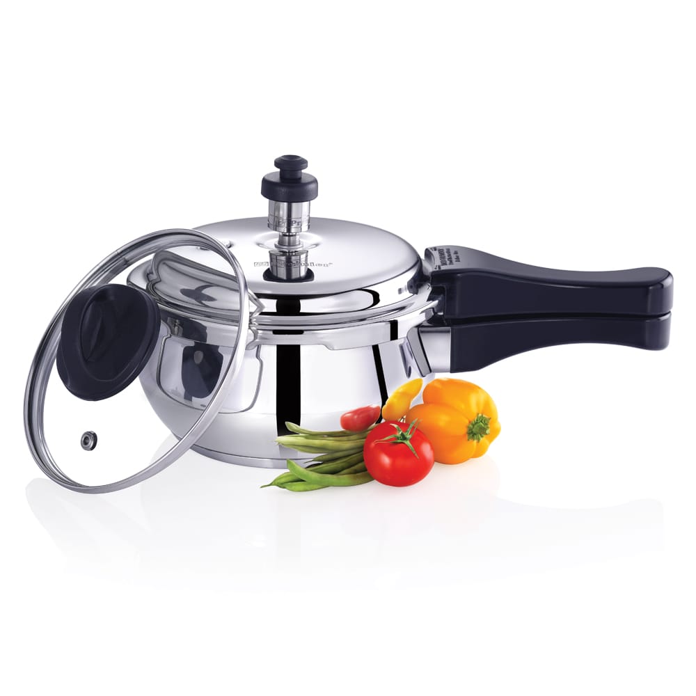 Premier Stainless Steel Induction Bottom Handi Cooker With Glass Lid - 1.5 Ltr