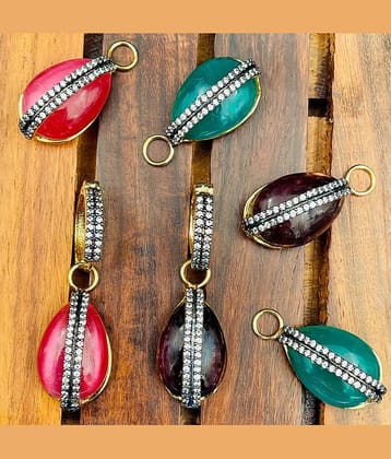 The Jewelbox Multicolour Cz Designer Hanging Earrings