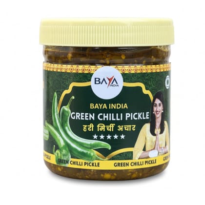 Baya India Homemade Green Chilli Pickle | Hari Mirch ka Achar 700g | Traditional Recipe | No Vinegar & No Preservatives | Spicy & Tangy Flavor | Authentic Indian Taste
